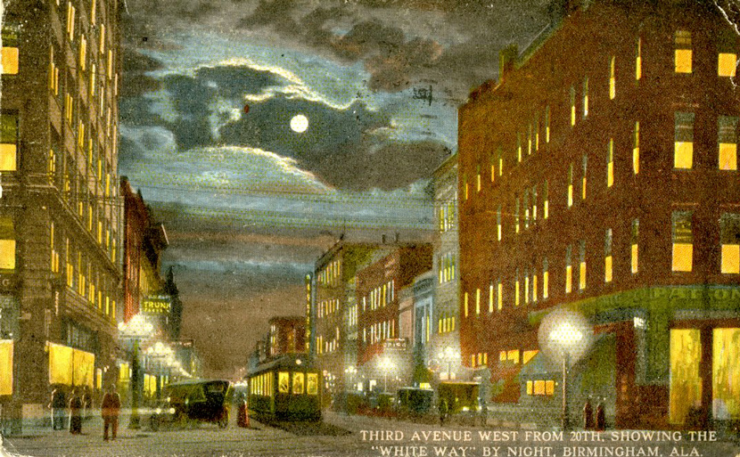 Third Ave. looking west from 20th St., showing the "White Way" by night.