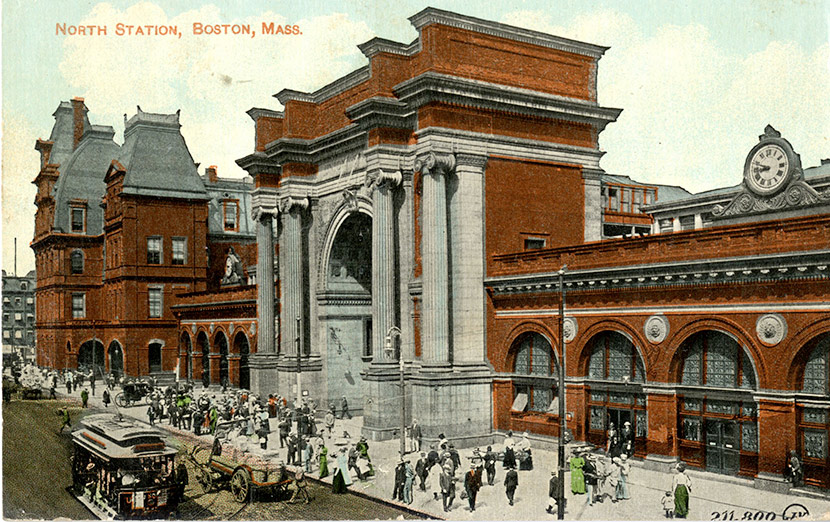 Bustling North Union Station on Causeway Street between Nashua and Haverhill.  The station was erected in 1893 and demolished in 1927.