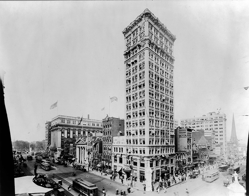 The bustling intersection of Broad and Market Streets. Known as “Four Corners,” it is and was the heart of Newark’s busy downtown district.