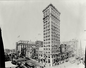 The bustling intersection of Broad and Market Streets. Known as “Four Corners,” it is and was the heart of Newark’s busy downtown district.