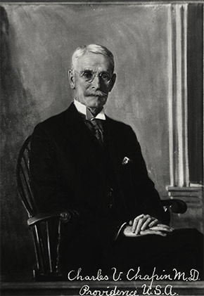 Portrait of Charles Value Chapin, the long-serving health officer of Providence. Chapin was a influential public health officer and a prolific writer in the field. He also served as the President of the American Public Health Association in 1927.