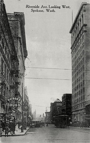 Riverside Avenue looking west, Spokane.