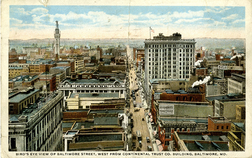 Bird’s-eye view of Baltimore Street, West from Continental Trust Co. Building.