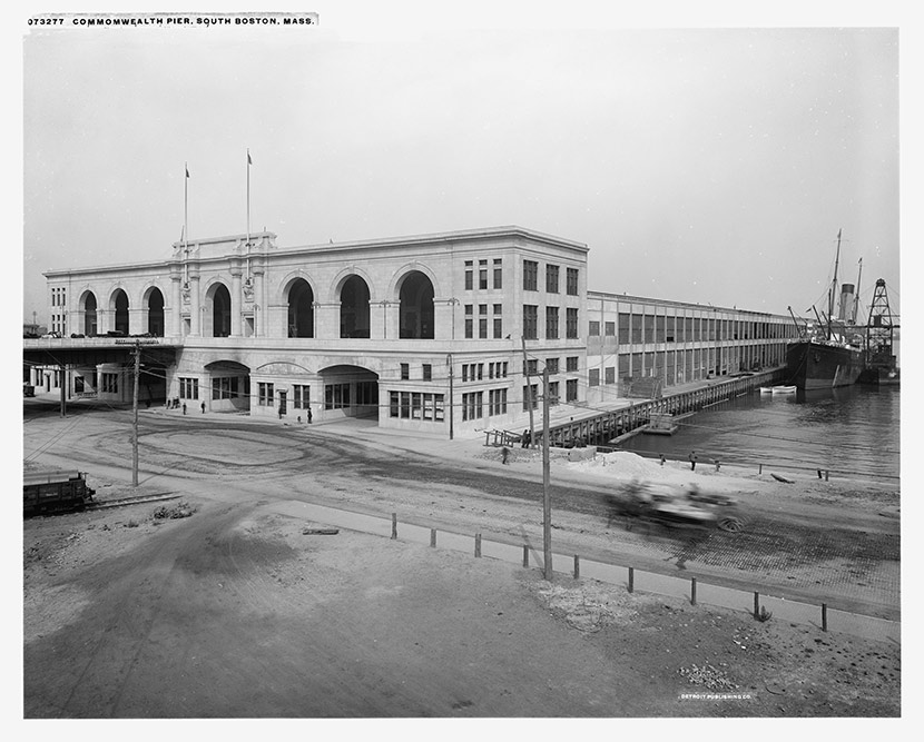 Commonwealth Pier, South Boston.  The first influenza cases in the city appeared amongst sailors stationed here.