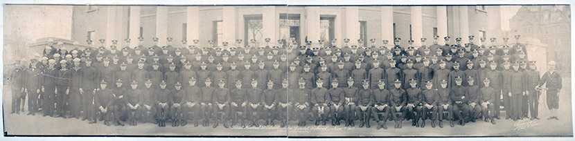 First Naval District Cadet School, Harvard University, November 7, 1918.  A year later, cadets such as these would find themselves in the midst of the Boston area’s terrible influenza epidemic.