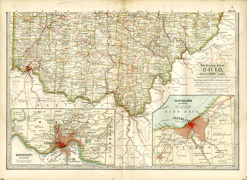 Map of southern Ohio, showing Cincinnati’s importance to the region.