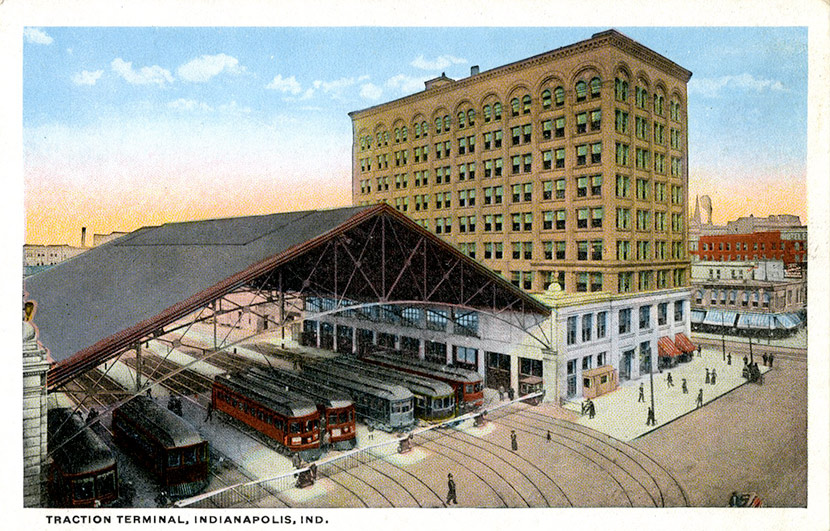The busy Traction Terminal in Indianapolis. The building served as a hub for the city’s interurban network, which served cities as far away as Louisville and Dayton.
