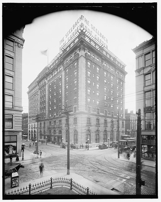 The Seelbach Hotel, circa 1905. During the deadly influenza epidemic, city and state health officials frequently met at the stately Seelbach to plan Louisville’s public health response. It was also the site of Daisy’s wedding in the famous F. Scott Fitzgerald novel The Great Gatsby.