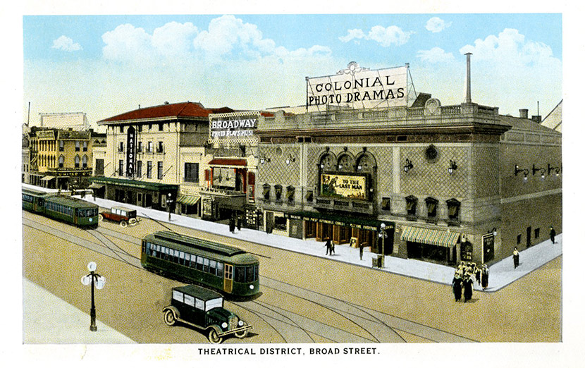 Richmond’s theater district along the 700 block of Broad Street, then known then as Theatre Row. This postcard is from the 1920s, but the area would have looked much the same during the 1918 epidemic, when all theaters were closed.