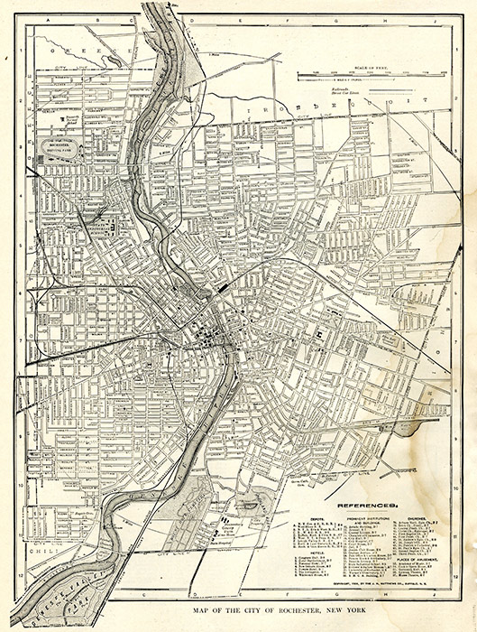 A 1904 map of Rochester, NY.