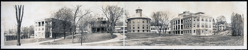 Worcester Memorial Hospital (Belmont Hospital), ca. 1910. Built in 1896 as the Board of Health’s Isolation Hospital for contagious diseases, separate wards for diphtheria, scarlet fever, and tuberculosis were added over the years.  The hospital had a normal capacity of 130 beds, with room for many more cases in times of emergency.