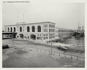 Commonwealth Pier, South Boston.  The first influenza cases in the city appeared amongst sailors stationed here.