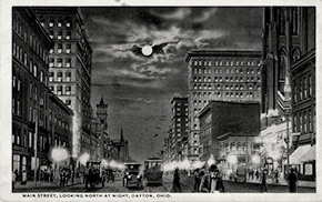 Main Street at night, looking north.