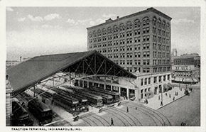 The busy Traction Terminal in Indianapolis. The building served as a hub for the city’s interurban network, which served cities as far away as Louisville and Dayton.