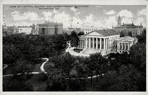 A bird’s-eye view of Capitol Square in Richmond.