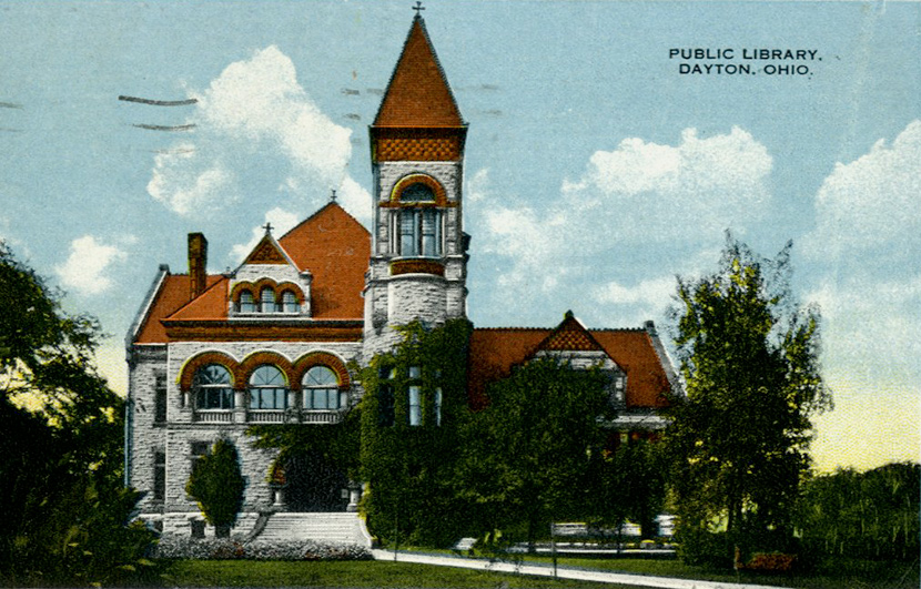 The Dayton Public Library. Built in 1888 at the corner of Third and Patterson, the limestone and red sandstone was building was torn down in 1962.
