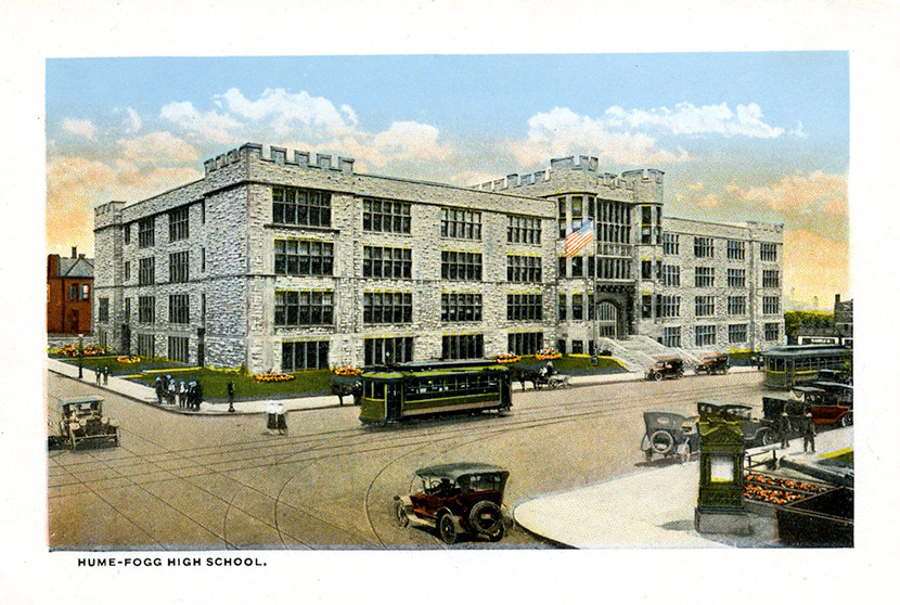 Hume-Fogg High School, 700 Broadway in Nashville. Hume High School was the city’s first public school, and Fogg was its second. In 1912, the two merged.