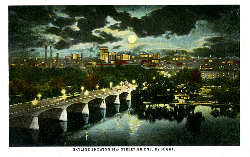 Richmond’s nighttime skyline and the 14th Street Bridge.