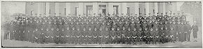First Naval District Cadet School, Harvard University, November 7, 1917.  A year later, cadets such as these would find themselves in the midst of the Boston area’s terrible influenza epidemic.